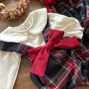 Pagliaccetto e Body Tartan Blu e Rosso